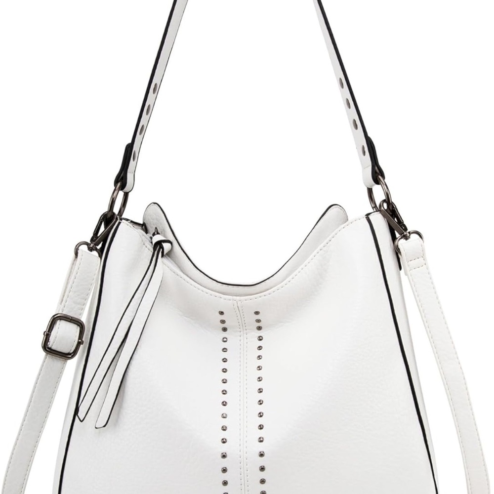Chic White Studded Handbag
